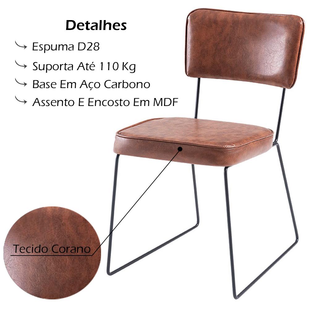 Cadeira Estofada Base Em Aço F53 Corano Caramelo Dmobiliario