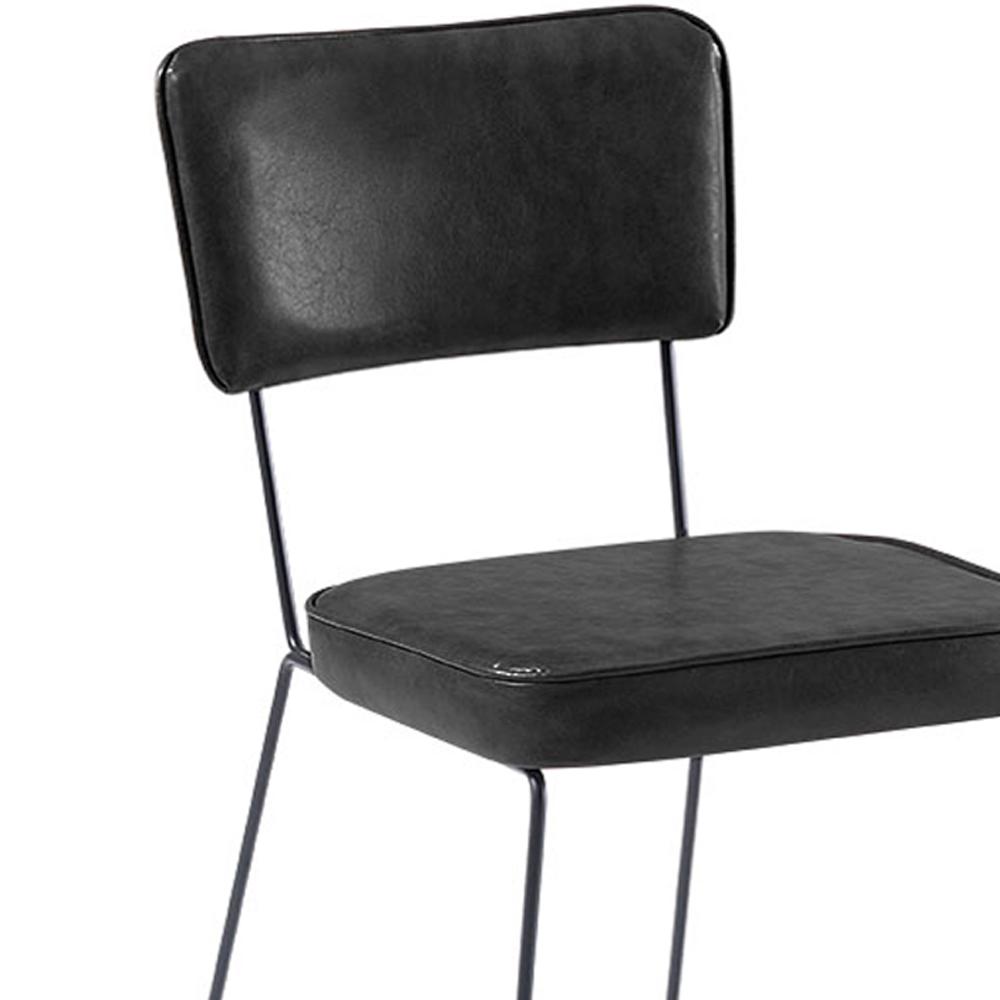 Cadeira Estofada Base Em Aço F53 Corano Preto Dmobiliario