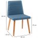 Cadeira Estofada Base Madeira F58 Linho Azul Jeans Dmobiliario
