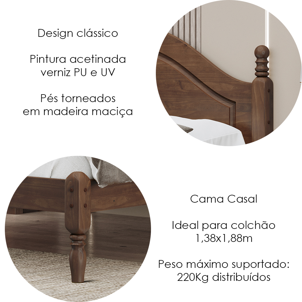 Cama Casal Madeira Maciça 2257 Cafe Milani Store
