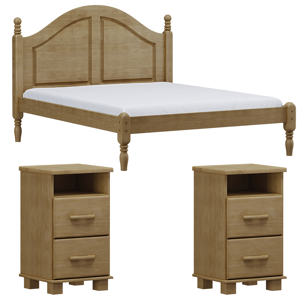 Cama Queen 02 Mesas de Cabeceira Madeira Maciça Freijo Milani Store