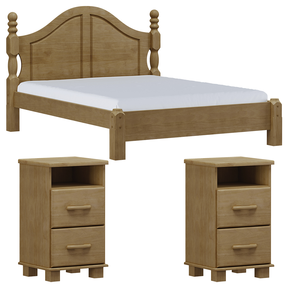 Cama Queen Classica 02 Mesas de Cabeceira Madeira Maciça Freijo Milani Store