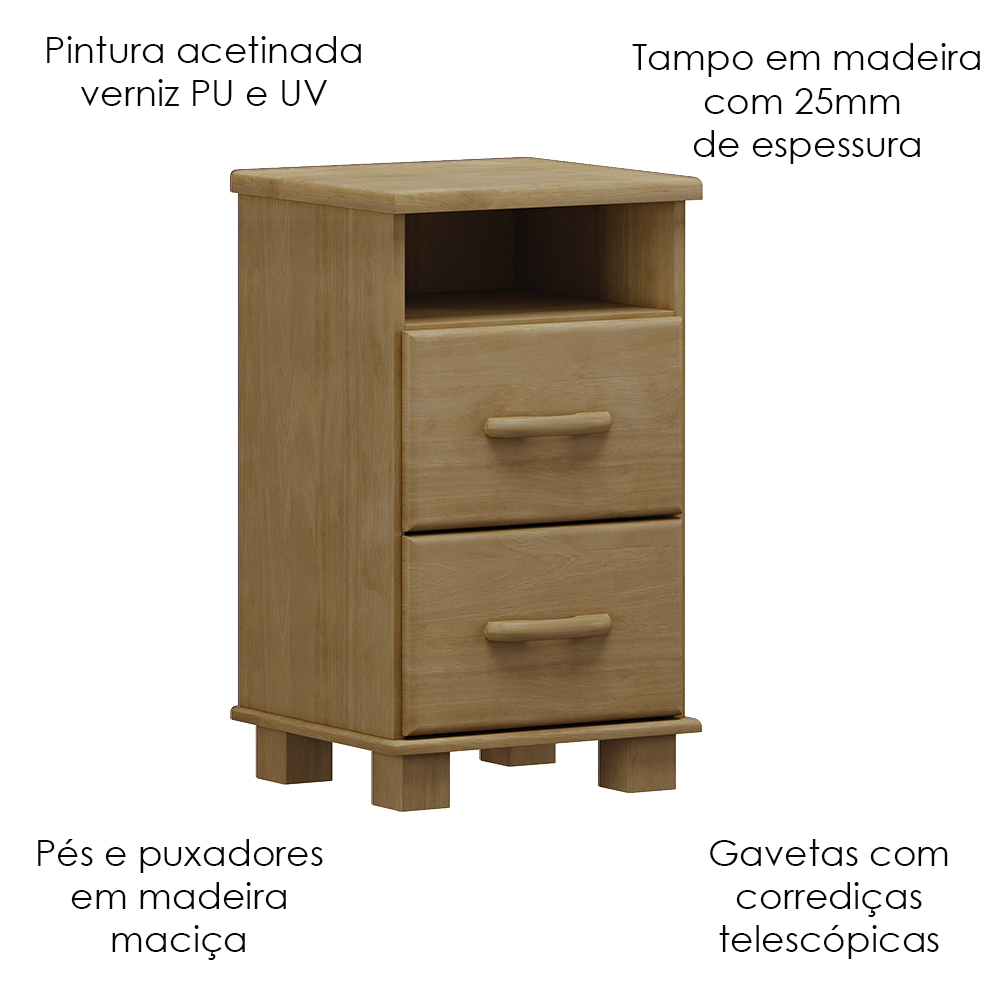 Cama Queen Classica 02 Mesas de Cabeceira Madeira Maciça Freijo Milani Store