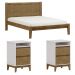 Cama Queen Madeira Maciça 02 Mesas de Cabeceira Off White Freijo Milani Store
