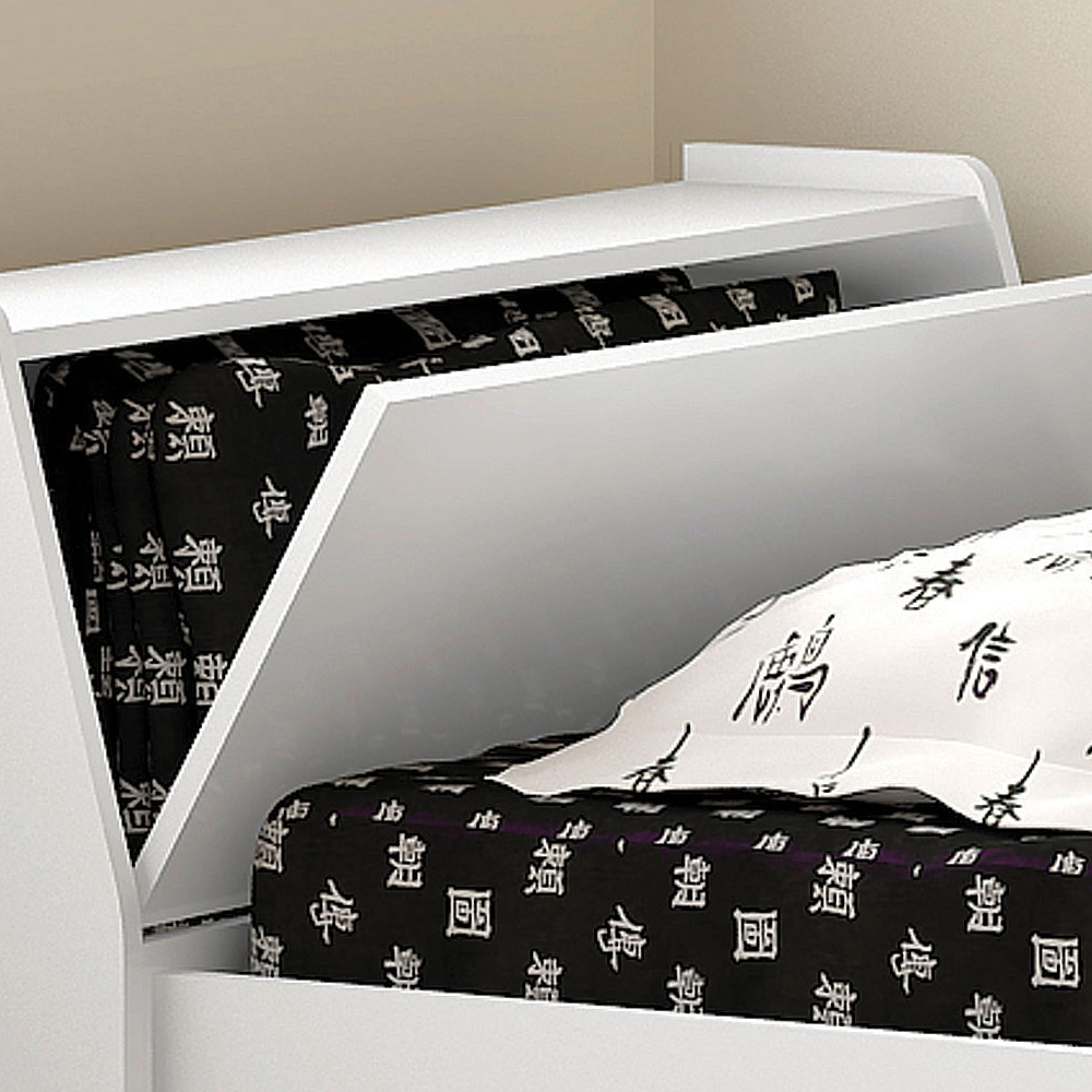 Cama Solteiro Bicama Cabeceira Bau 220x88 BB28 Branco Dtall