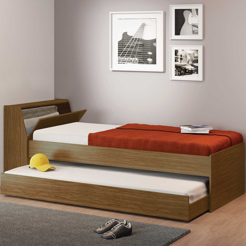 Cama Solteiro Bicama Cabeceira Bau 220x88 BB28 Diamond Dtall