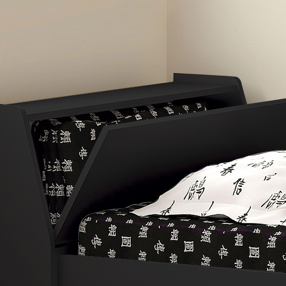 Cama Solteiro Bicama Cabeceira Bau 220x88 BB28 Preto Dtall