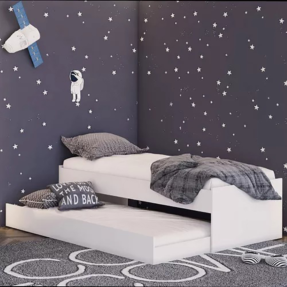Cama Solteiro Bicama Com Cama Auxiliar 194x83 CM20 Branco Dtall