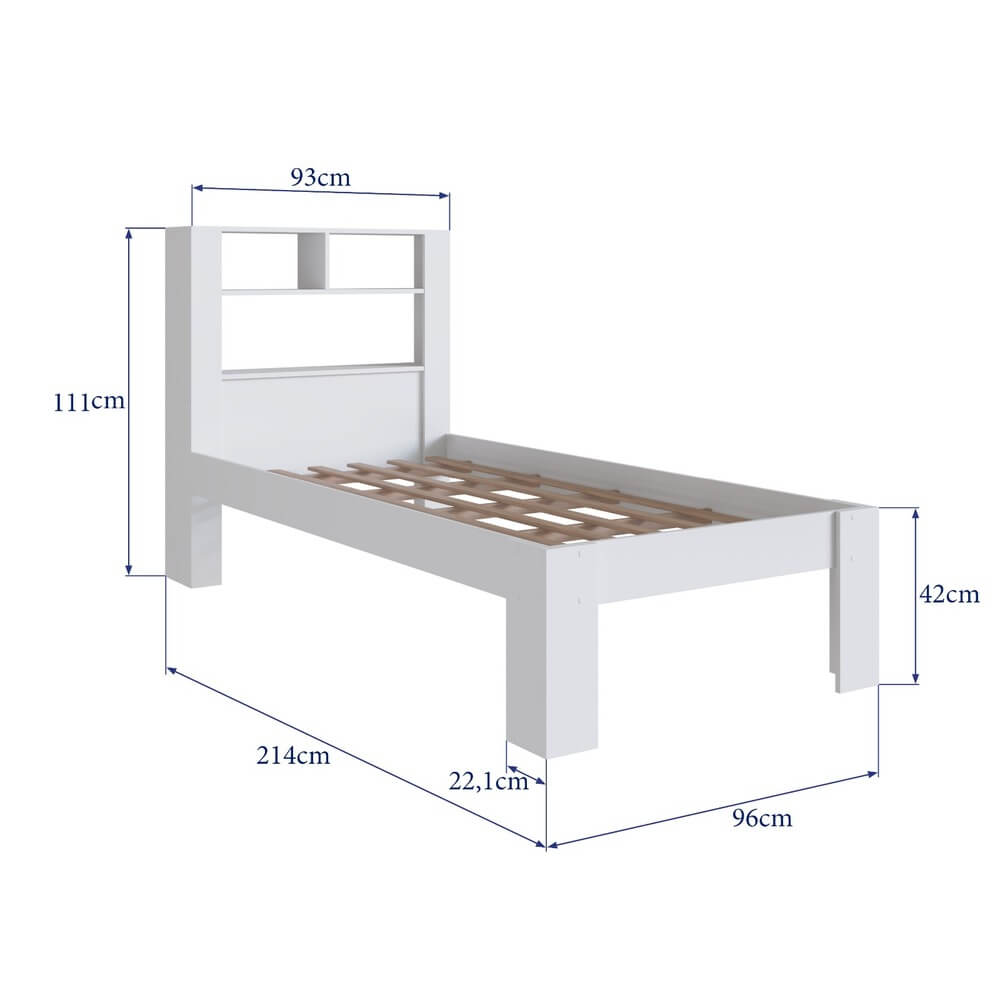 Cama Solteiro Com Cabeceira Funcional 111X214cm Branco PRODDY