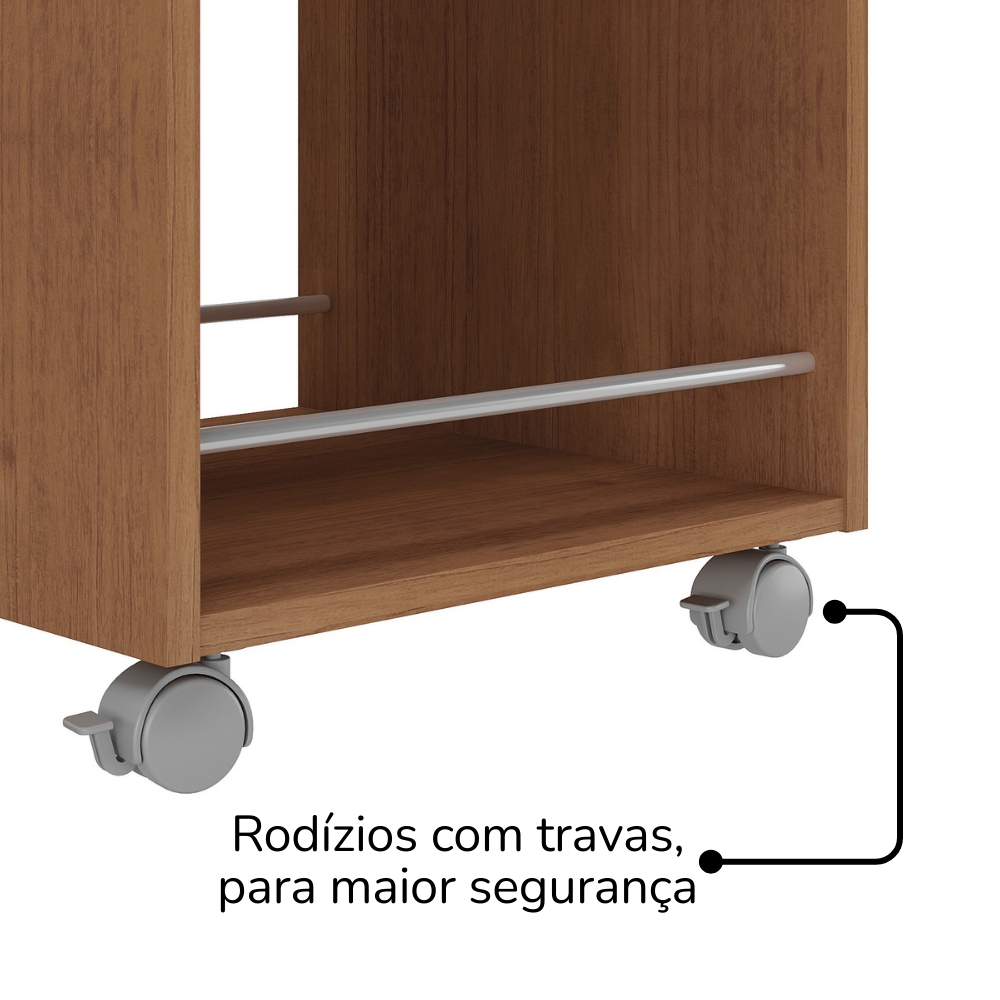 Carrinho Bar 3 Prateleiras E Rodizios 74X40 cm 4628 Cinamomo ARLY