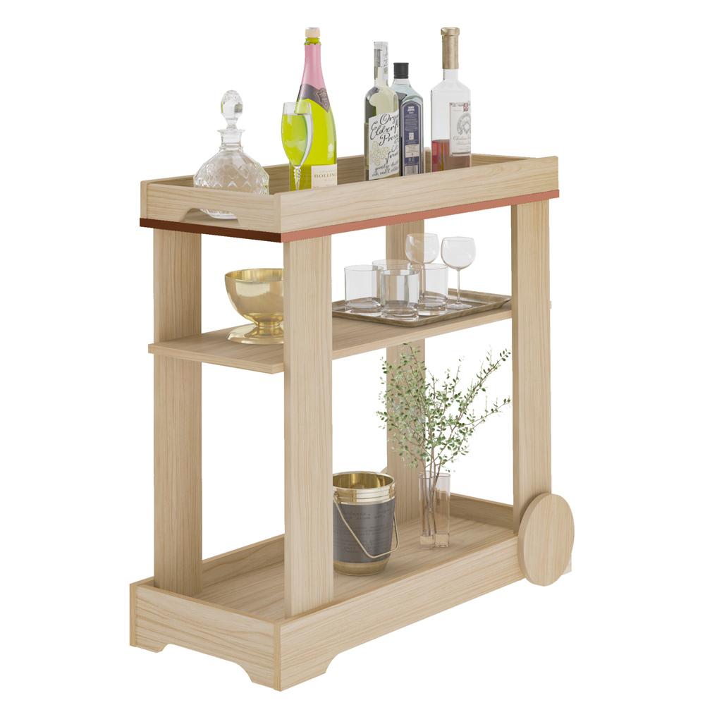 Carrinho Bar Com Rodizios 80 cm 4626 Naturale ARLY