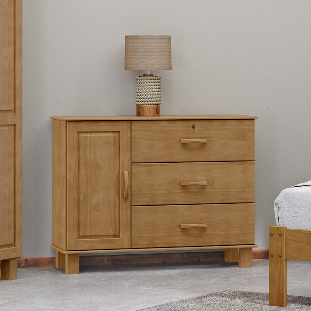 Comoda 3G 1P Madeira Maciça 118 cm 1139 Freijo Milani Store
