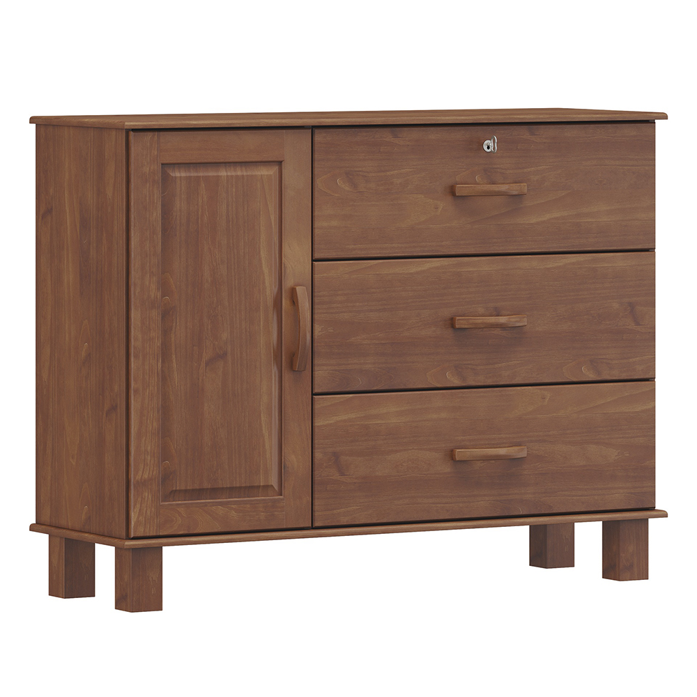 Comoda 3G 1P Madeira Maciça 118 cm 1139 Imbuia Milani Store