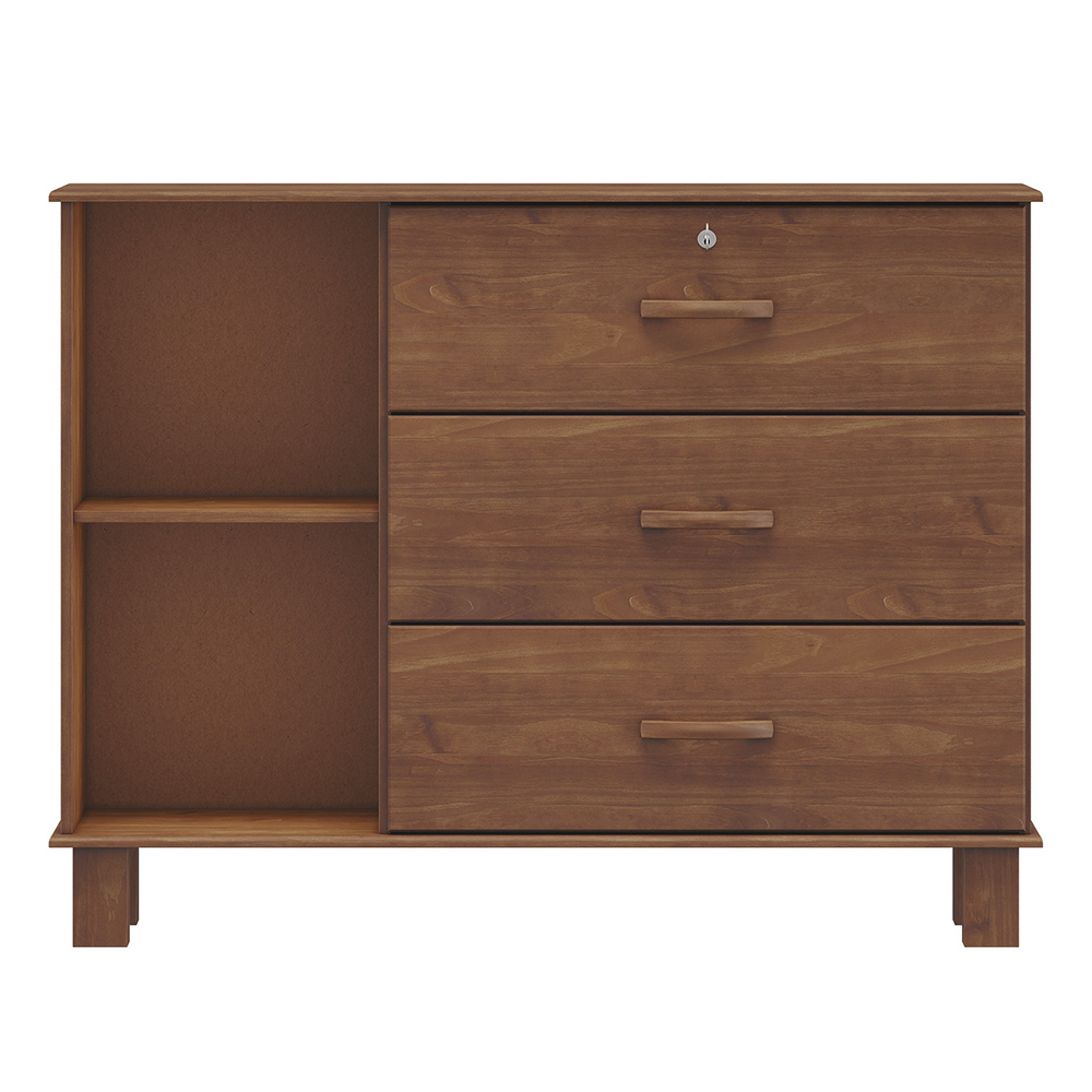 Comoda 3G 1P Madeira Maciça 118 cm 1139 Imbuia Milani Store