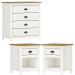 Comoda 4 Gav e 02 Mesas de Cabeceira Madeira Maciça Branco Freijo Milani Store
