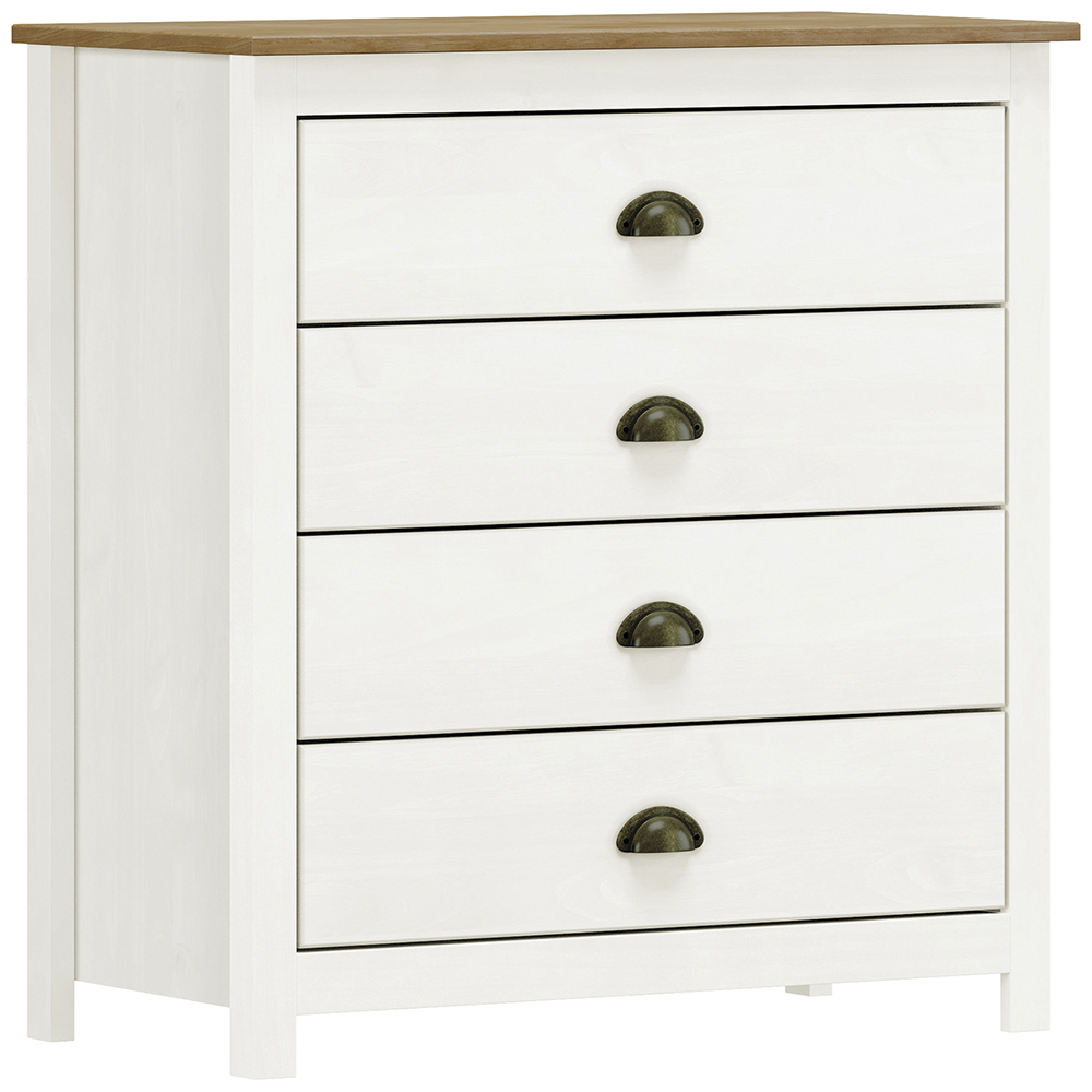 Comoda 4 Gav e 02 Mesas de Cabeceira Madeira Maciça Branco Freijo Milani Store