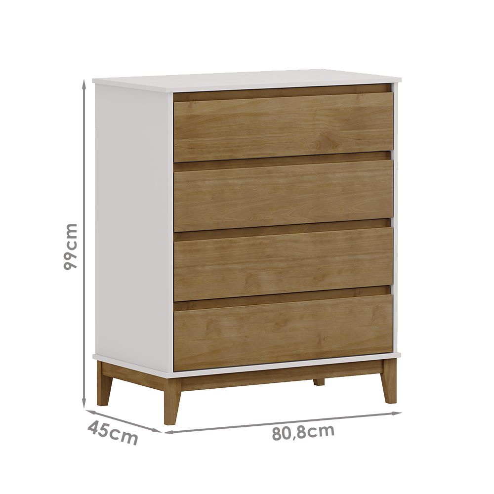 Comoda 4 Gavetas MDF 81 cm 2801 Off White Freijo Milani Store