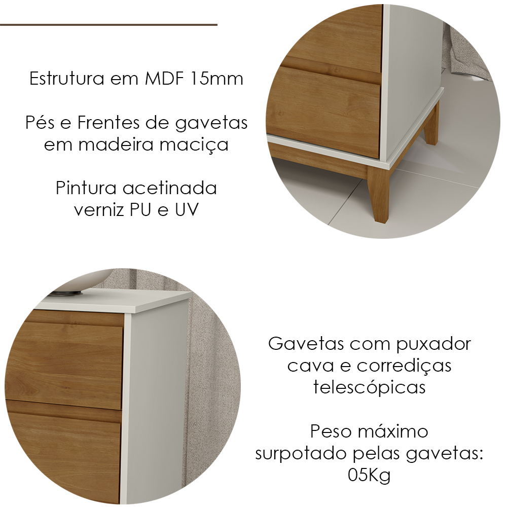 Comoda 4 Gavetas MDF 81 cm 2801 Off White Freijo Milani Store