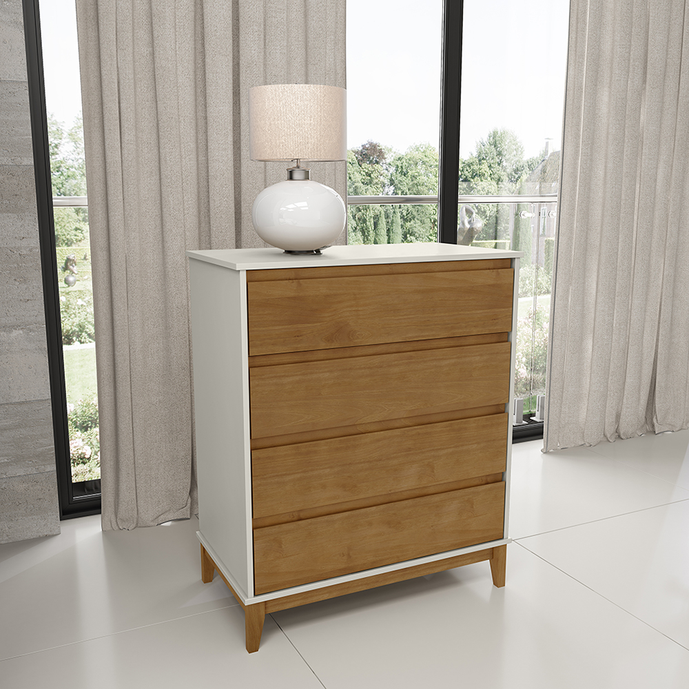 Comoda 4 Gavetas MDF 81 cm 2801 Off White Freijo Milani Store