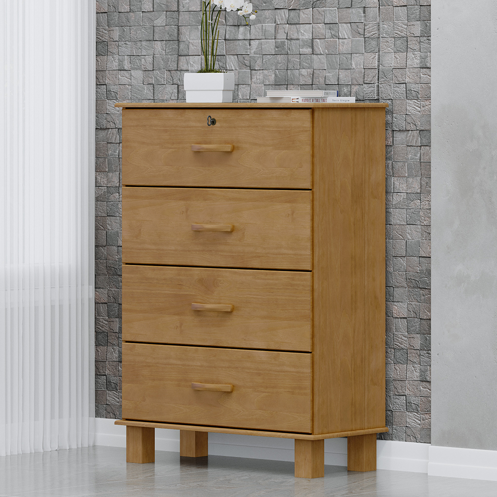 Comoda 4 Gavetas Madeira Maciça 79 cm 1138 Freijo Milani Store