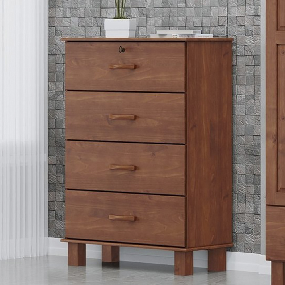 Comoda 4 Gavetas Madeira Maciça 79 cm 1138 Imbuia Milani Store