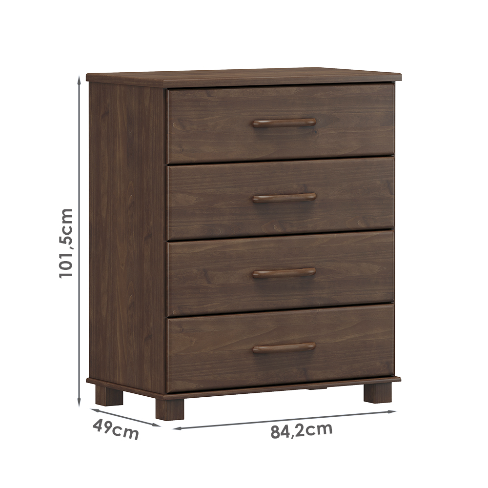 Comoda 4 Gavetas Madeira Maciça 84 cm 2250 Cafe Milani Store