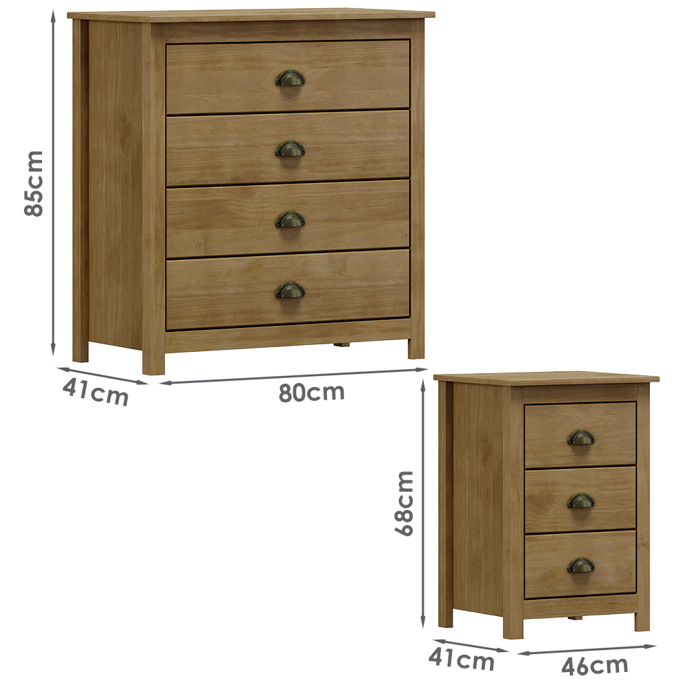Comoda 4 Gv 02 Mesas de Cabeceira 3 Gv Madeira Maciça Freijo Milani Store