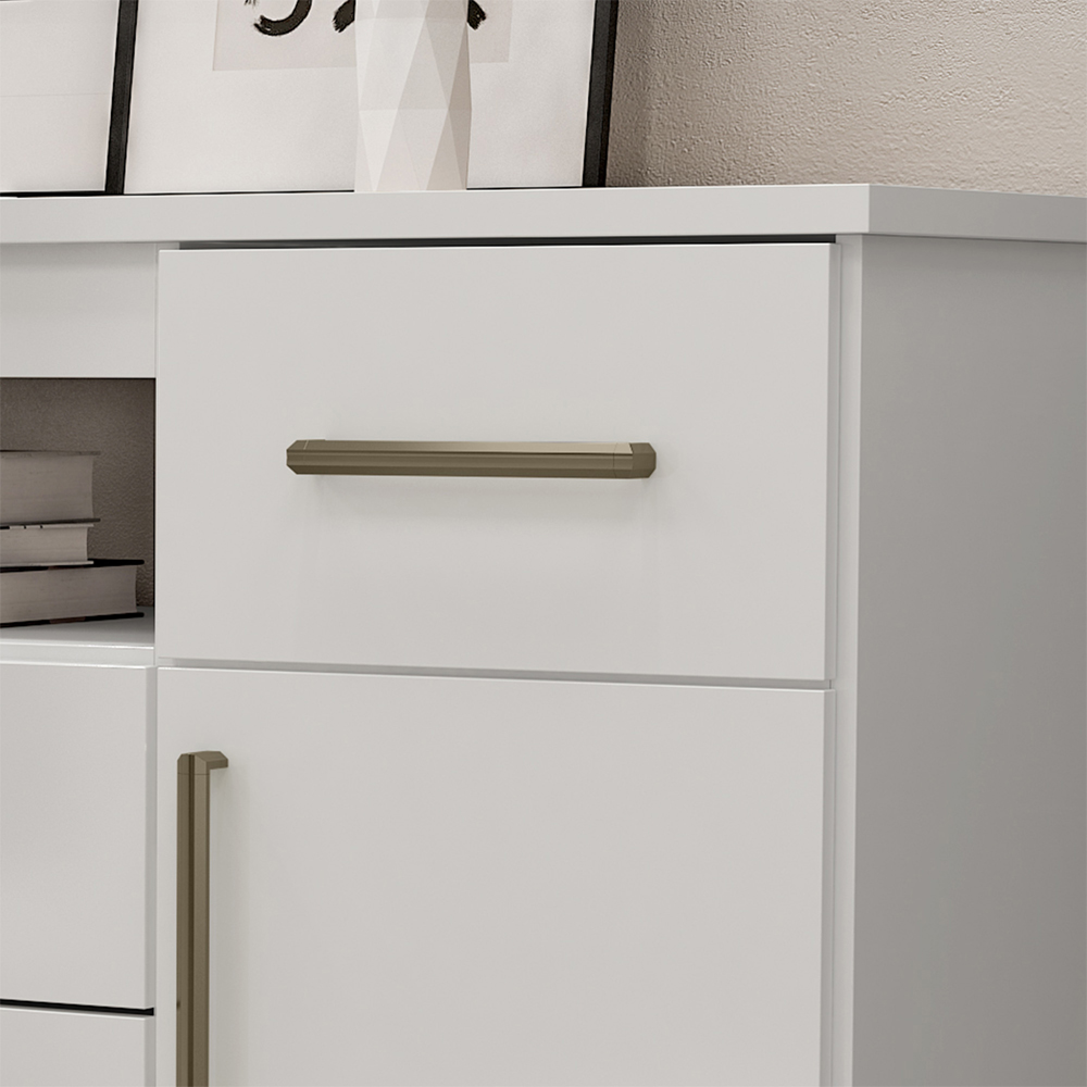 Comoda 5 Gavetas 2 Portas 152 cm OLS CO008 Branco Neve MXM