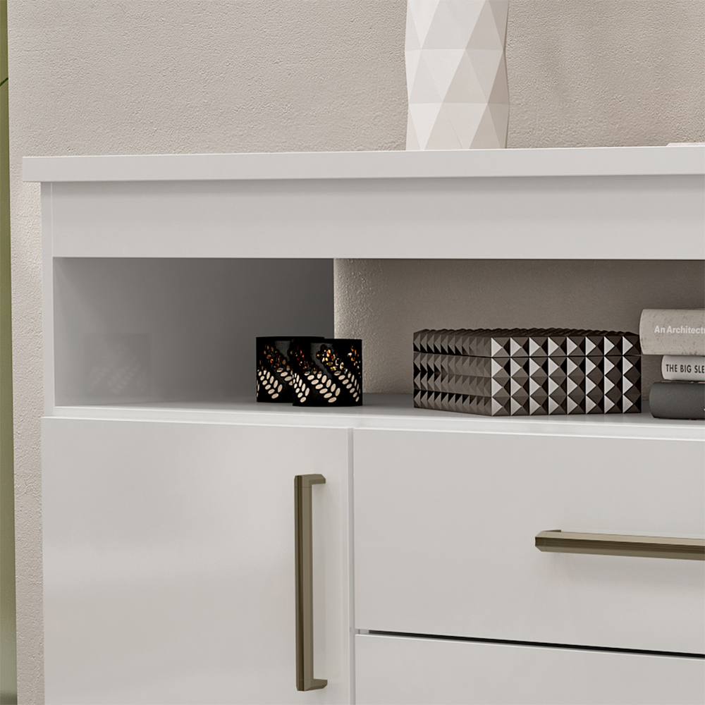 Comoda 5 Gavetas 2 Portas 152 cm OLS CO008 Branco Neve MXM