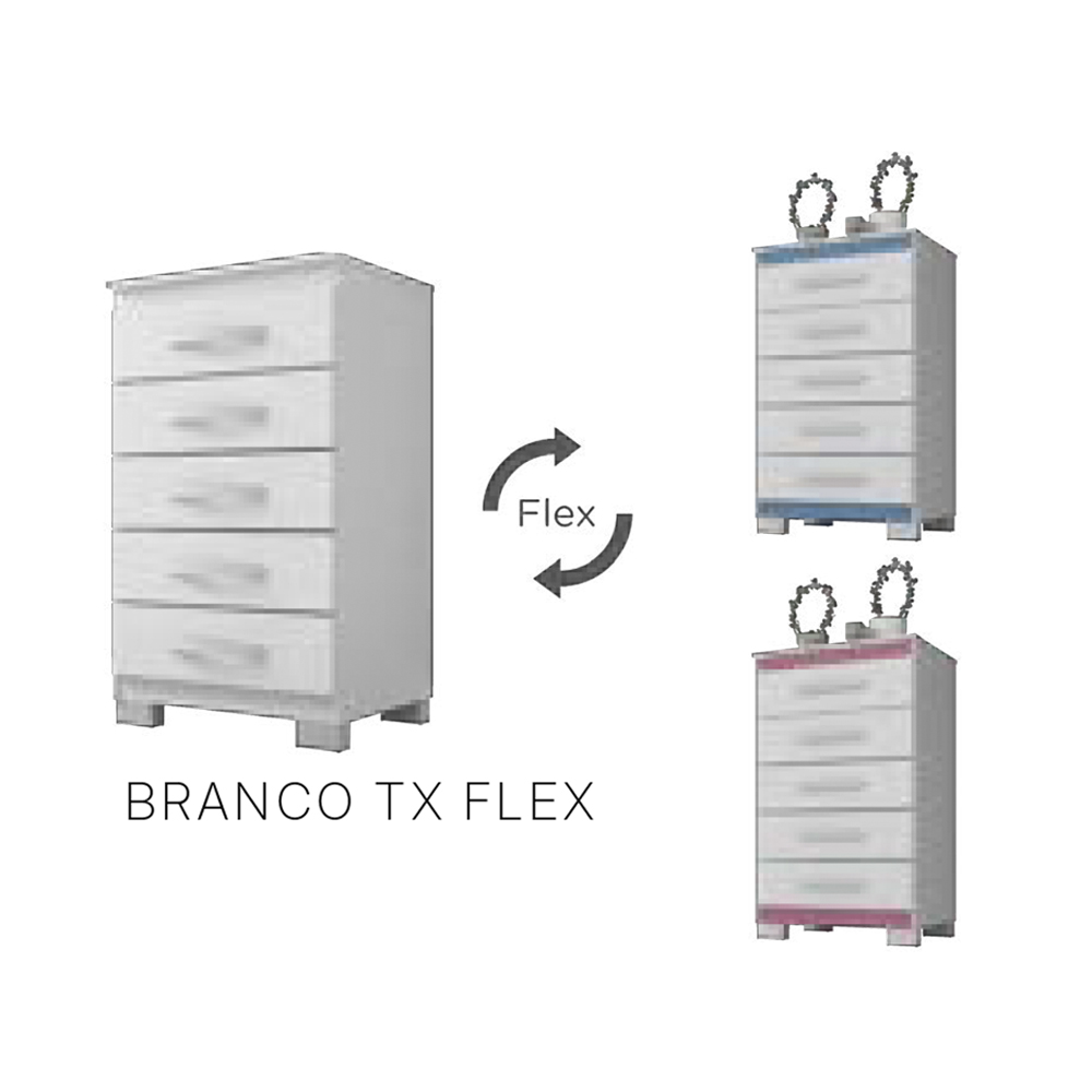 Comoda 5 Gavetas 57 cm Moden 2259 Branco Flex INCP