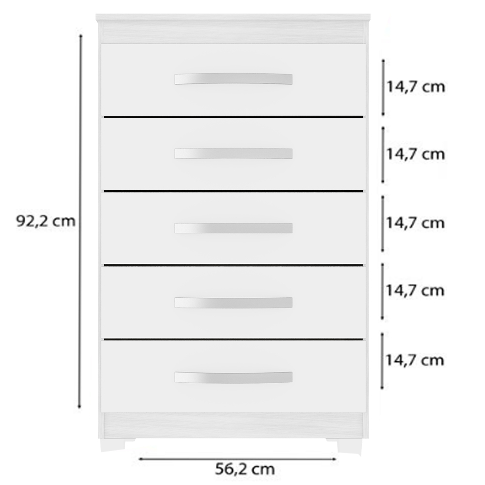 Comoda 5 Gavetas 57 cm Moden 2259 Branco Flex INCP
