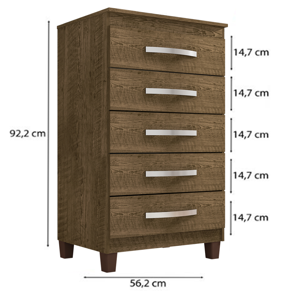 Comoda 5 Gavetas 57 cm Moden 2259 Malbec INCP