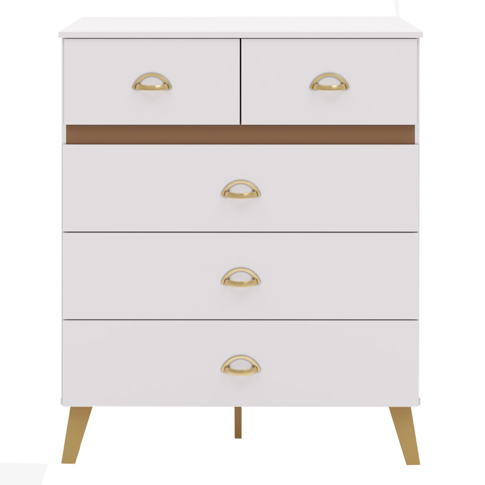 Comoda 5 Gavetas 91 cm Pes Retro IBI 20030 Branco Camarim VLR