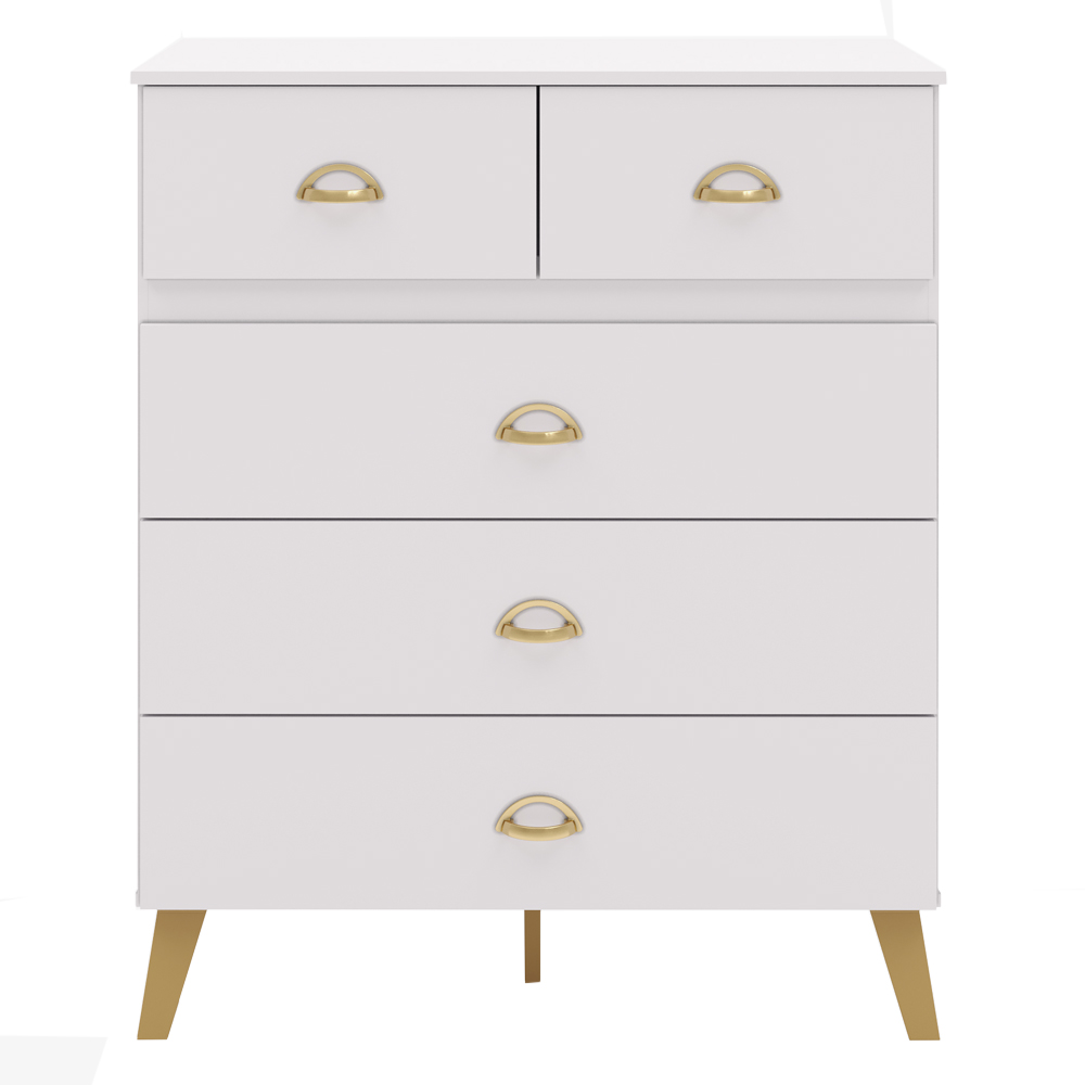 Comoda 5 Gavetas 91 cm Pes Retro IBI 20030 Branco Camarim VLR