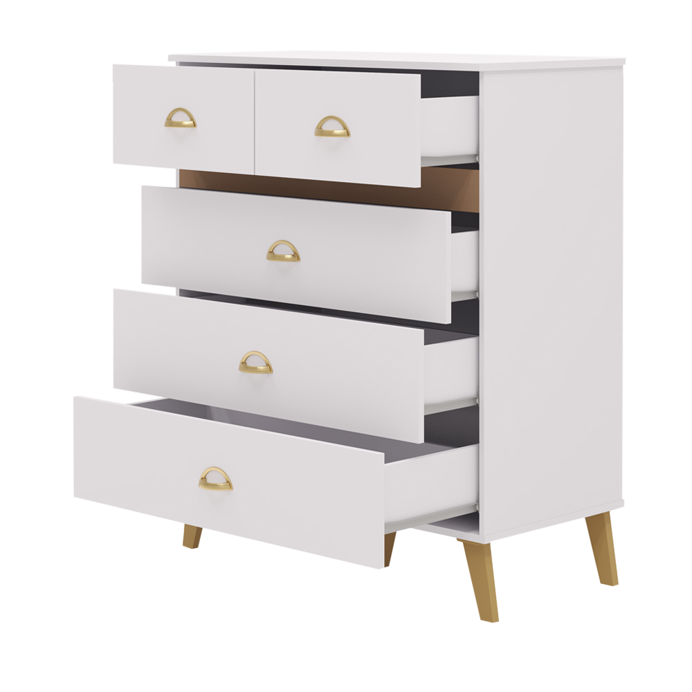 Comoda 5 Gavetas 91 cm Pes Retro IBI 20030 Branco Camarim VLR