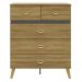 Comoda 5 Gavetas 91 cm Pes Retro IBI 20030 Nature Alasca VLR