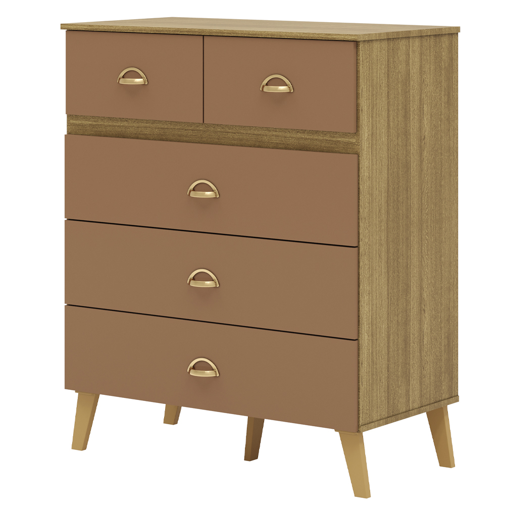 Comoda 5 Gavetas 91 cm Pes Retro IBI 20030 Nature Camarim VLR