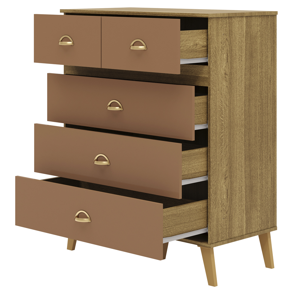 Comoda 5 Gavetas 91 cm Pes Retro IBI 20030 Nature Camarim VLR