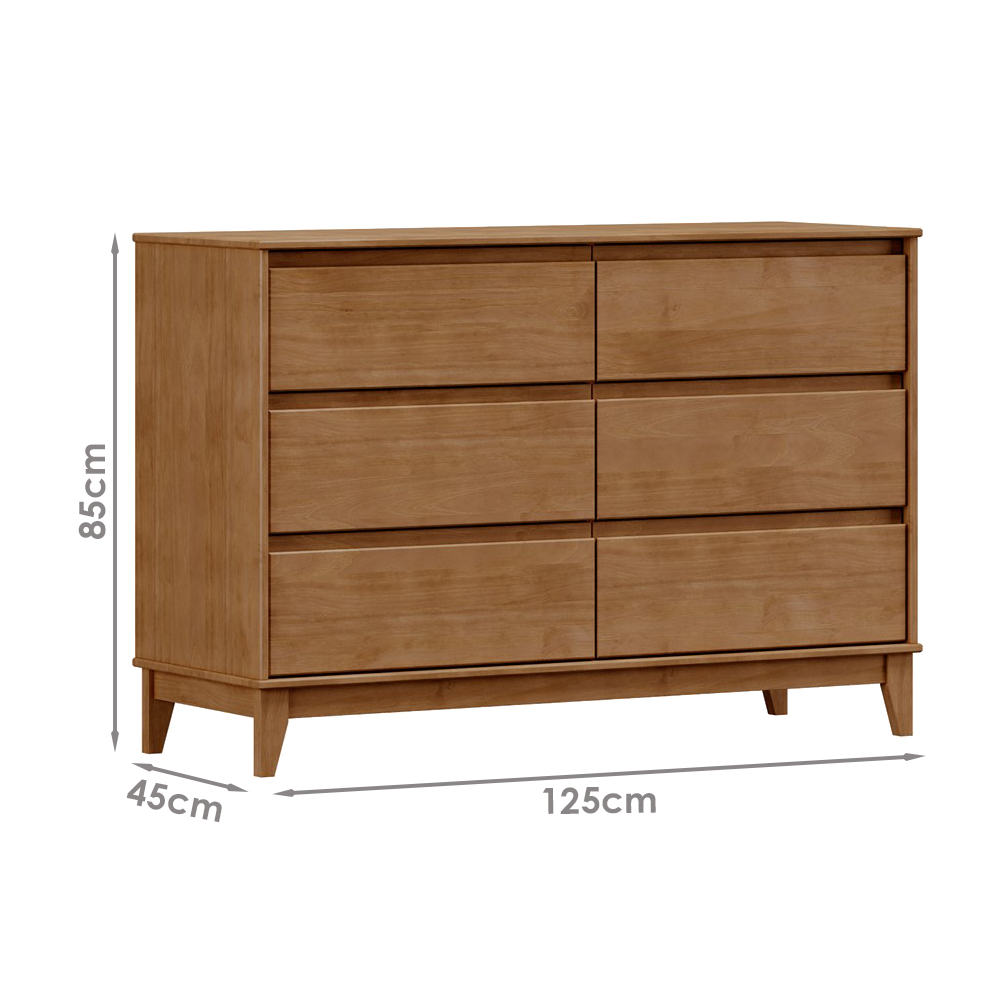 Comoda 6 Gavetas MDF 125 cm 2815 Freijo Milani Store