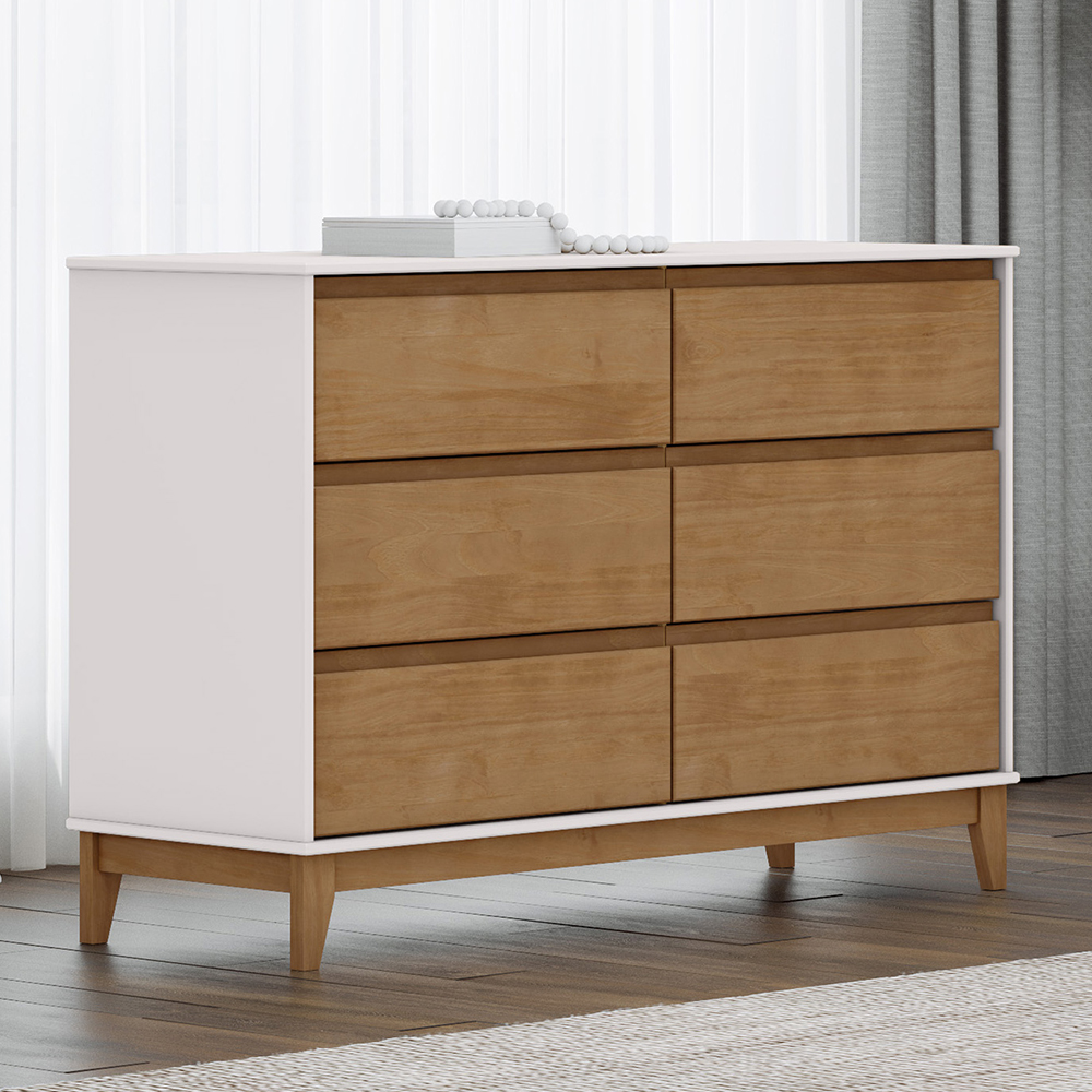 Comoda 6 Gavetas MDF 125 cm 2815 Off White Freijo Milani Store