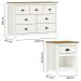 Comoda 7 Gav e 02 Mesas de Cabeceira Madeira Maciça Branco Freijo Milani Store
