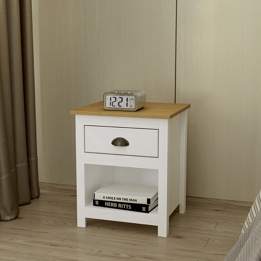 Comoda 7 Gav e 02 Mesas de Cabeceira Madeira Maciça Branco Freijo Milani Store