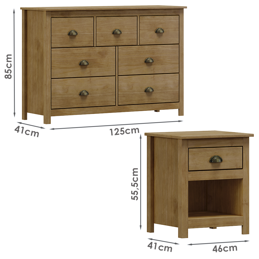 Comoda 7 Gav e 02 Mesas de Cabeceira Madeira Maciça Freijo Milani Store