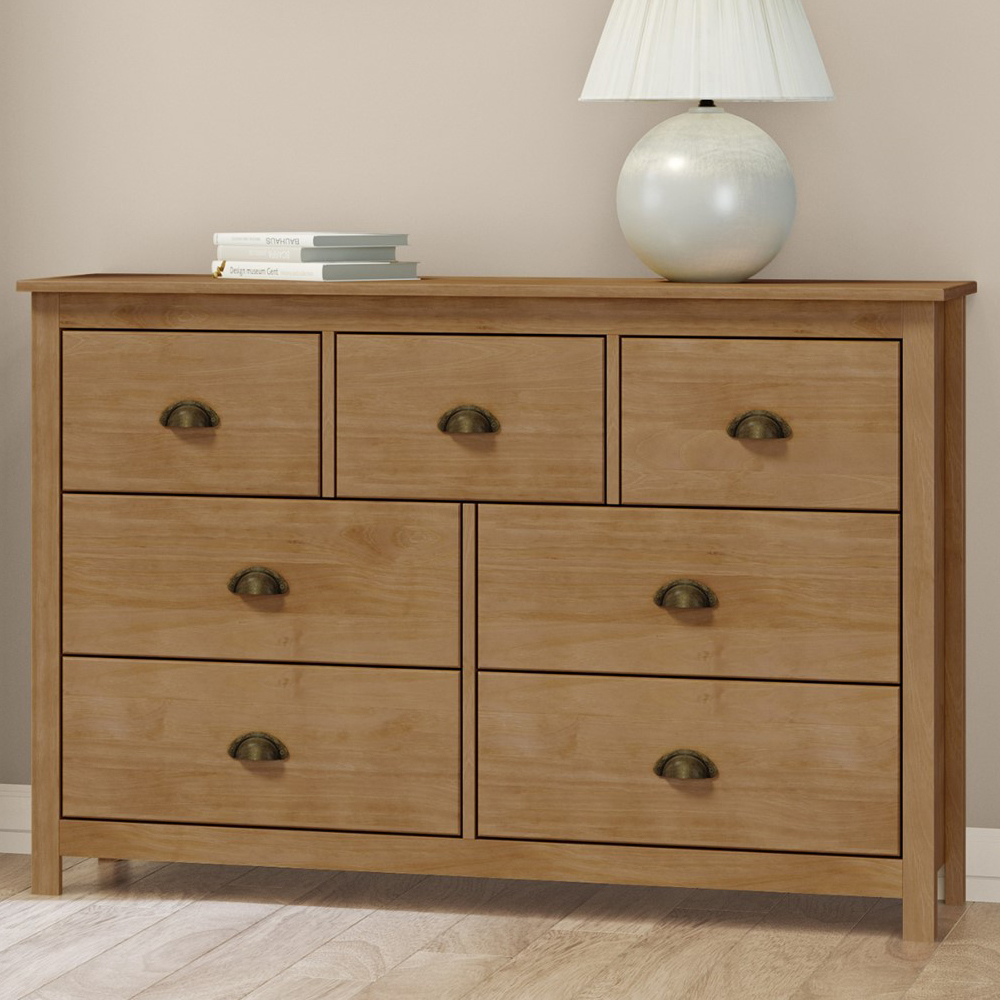 Comoda 7 Gavetas Madeira Maciça 125 cm 9174 Freijo Milani Store
