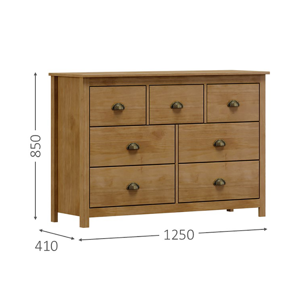 Comoda 7 Gavetas Madeira Maciça 125 cm 9174 Freijo Milani Store