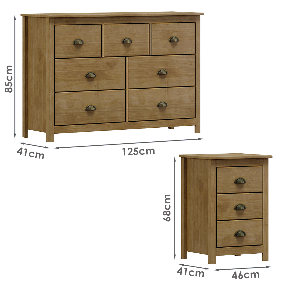 Comoda 7 Gv 02 Mesas de Cabeceira 3 Gv Madeira Maciça Freijo Milani Store