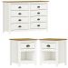 Comoda 8 Gav e 02 Mesas de Cabeceira Madeira Maciça Branco Freijo Milani Store