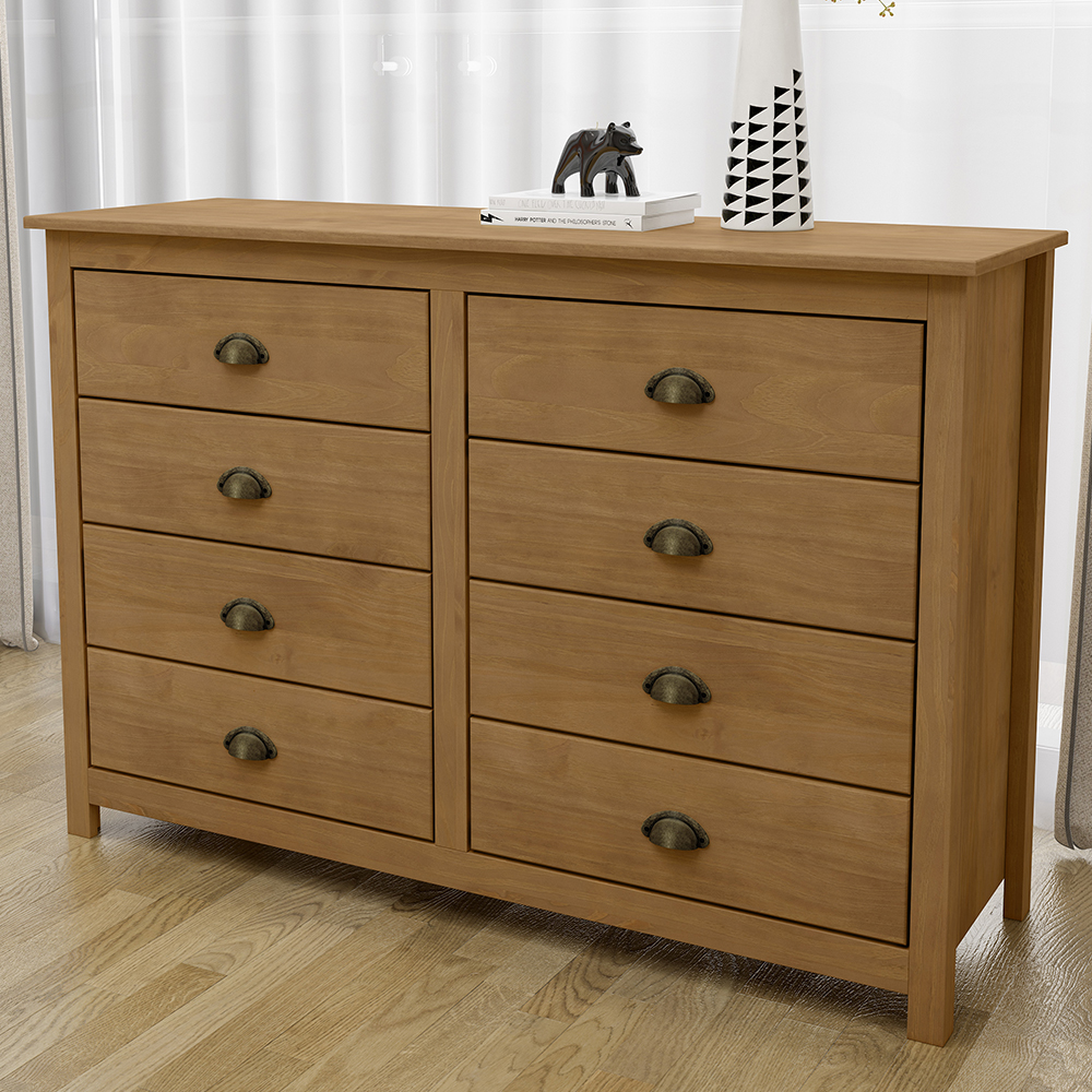 Comoda 8 Gavetas Madeira Maciça 125 cm 9102 Freijo Milani Store