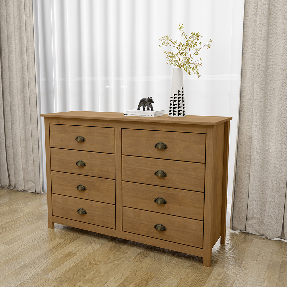 Comoda 8 Gavetas Madeira Maciça 125 cm 9102 Freijo Milani Store