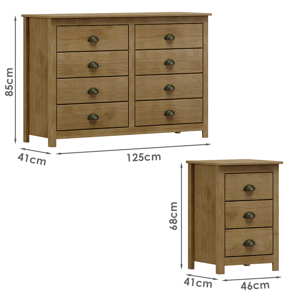 Comoda 8 Gv 02 Mesas de Cabeceira 3 Gv Madeira Maciça Freijo Milani Store
